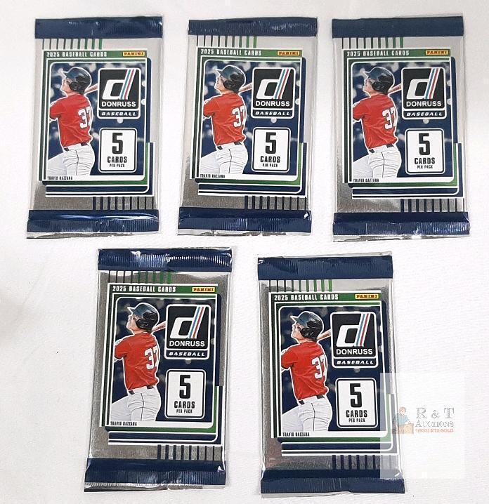 2025 Panini Donruss Baseball Sealed Pack, 5 Cards, Travis Bazzana Cover, Yellow Flood Inserts Possible