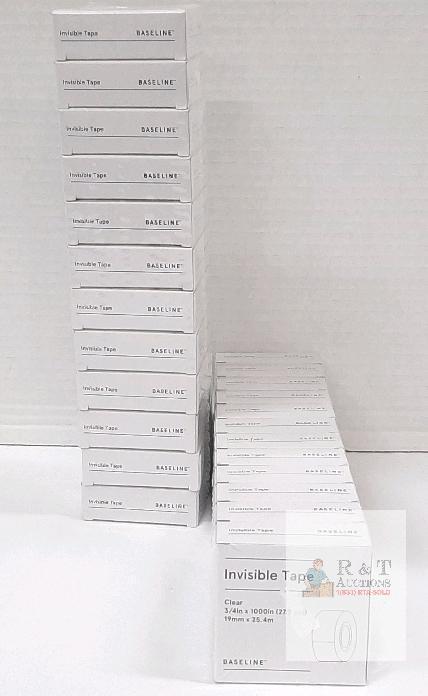 Baseline Invisible Tape 3/4" x 1000" Boxed Lot of 24 Rolls, Matte Finish, Clear, 1" Core