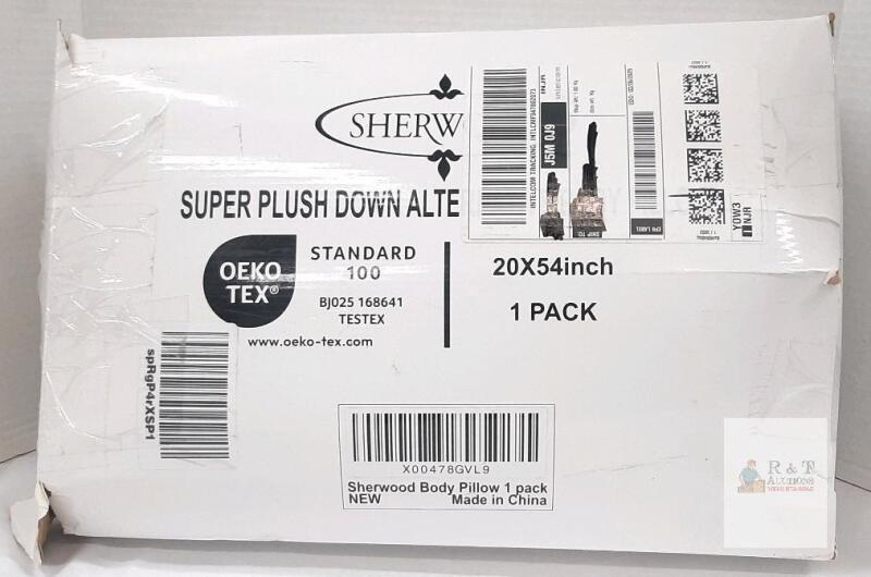 NEW Sherwood Super Plush Down Alternative Body Pillow 20x54" OEKO-TEX Certified, New,
