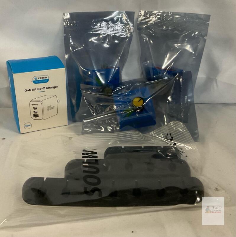 TROND 35W GaN III USB-C Charger, SOULWIT Cable Holder Clips, CCPM Servo Tester Lot (New)
