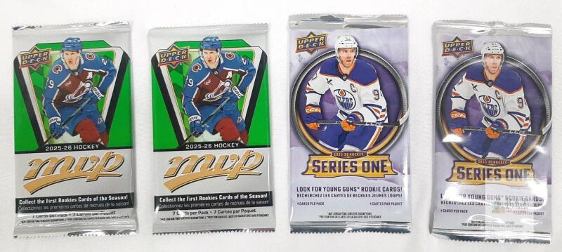 2025-26 Upper Deck MVP & Series One NHL Hockey Packs, Rookies, 7 & 4 Cards, Factory Sealed