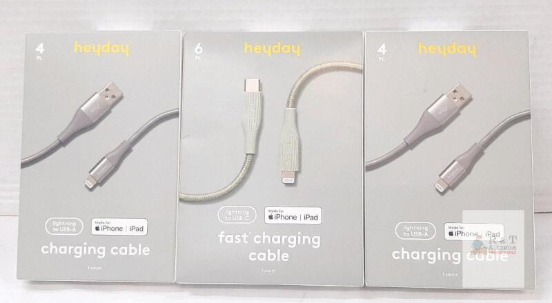 Heyday Lightning to USB-A 4ft & USB-C 6ft Fast Charging Cables for iPhone iPad, MFi Certified