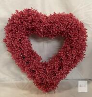 Heart-Shaped Pink Artificial Floral Wreath, 18"x18", Dense Plastic Flowers, Indoor/Outdoor Decor