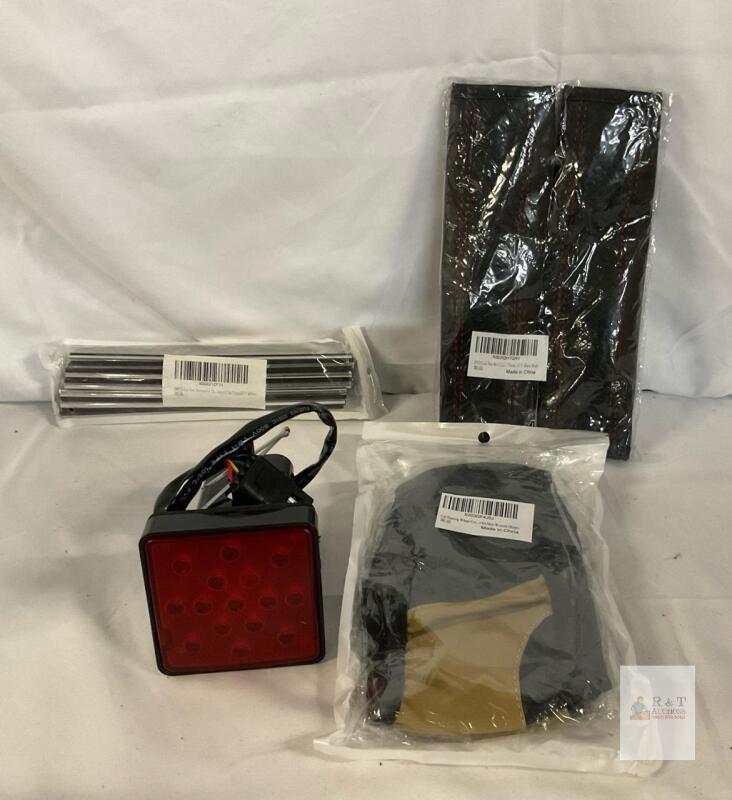 NEW Universal Car/Truck Accessories Bundle &ndash; LED Trailer Light, 20 Vent Trim Strips, Steering Wheel Cover