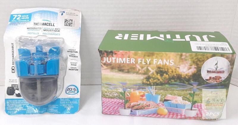 Jutimer SZ-QYHP20 Fly Fans 2-Pack, Type-C/AA Powered, Mosquito Repellent, Thermacell Refills