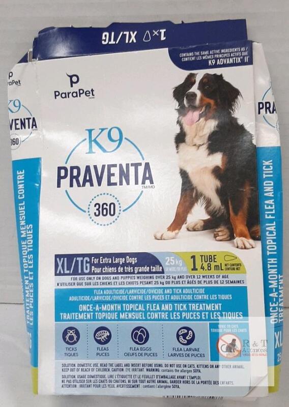 K9 Praventa 360 Topical Flea & Tick Treatment for Extra Large Dogs, 1 Tube, XL/TG 25kg+ ParaPet