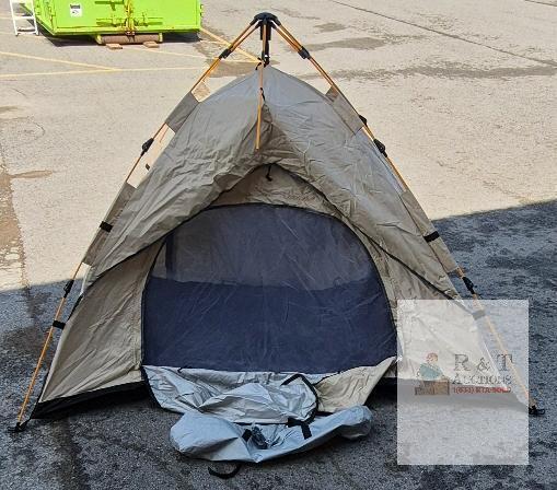 Instant Dome Camping Tent 2-3 Person, Beige/Gray, Carry Bag & Stakes, Fast Set-Up-appears complete