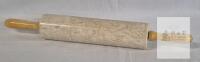 Marble Rolling Pin with Wooden Handles, 18" Long, 2.3" Diameter, Cream Veined Stone