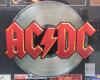 AC/DC Discography Framed Memorabilia Collage Featuring Miniature Replica Album Covers and Central Record Album Logo . Measures 29.5"&times;38.5" - 2