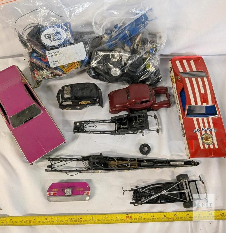 Vintage 1:24 Drag Racing Model Car Lot &ndash; Funny Cars, Rail Dragsters, "GO NAVY", "English Leather"