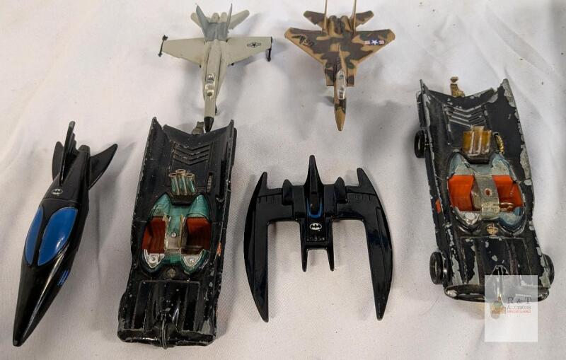Vintage Batmobile Slot Cars, Batwing, and Military Jet Toy Models &ndash; Die-cast & Plastic 1960s&ndash;1990s Lot