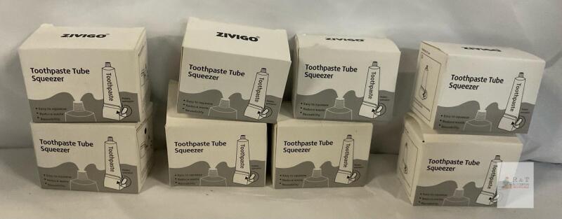 8 Units, New in Box ZIVIGO Toothpaste Tube Squeezer, Rotary Extrusion, ABS Plastic,