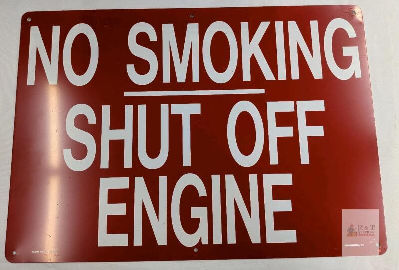 No Smoking Shut Off Engine Metal Safety Sign 24"x18" Ready Made Sign Co. Tonawanda NY