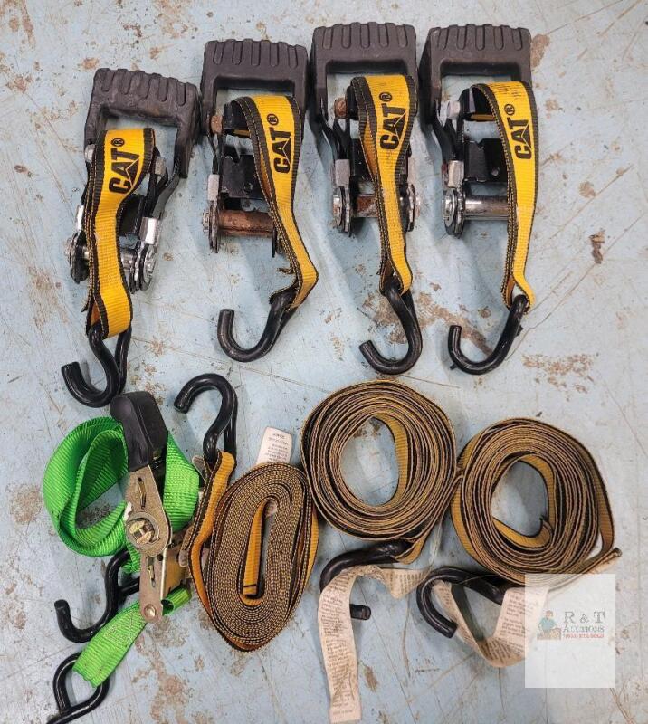 CAT Ratchet Tie Down Straps, 1" x 16', S-Hooks, 500 lbs WLL