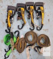CAT Ratchet Tie Down Straps, 1" x 16', S-Hooks, 500 lbs WLL