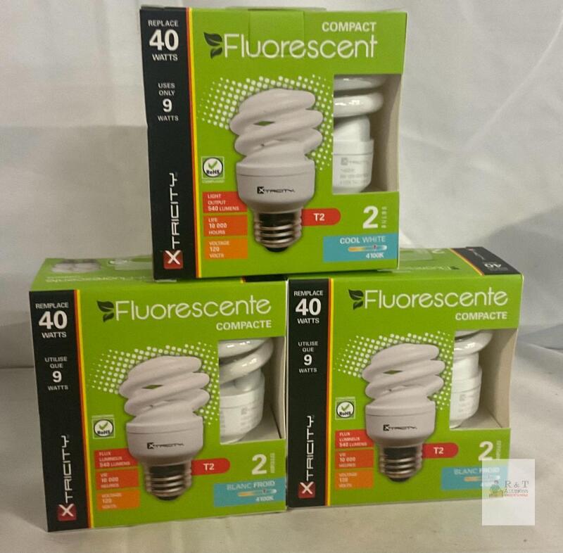 Xtricity T2 9W CFL Bulbs, 3/2 Pack, 540 Lumens, 4100K Cool White, Medium Base, 120V