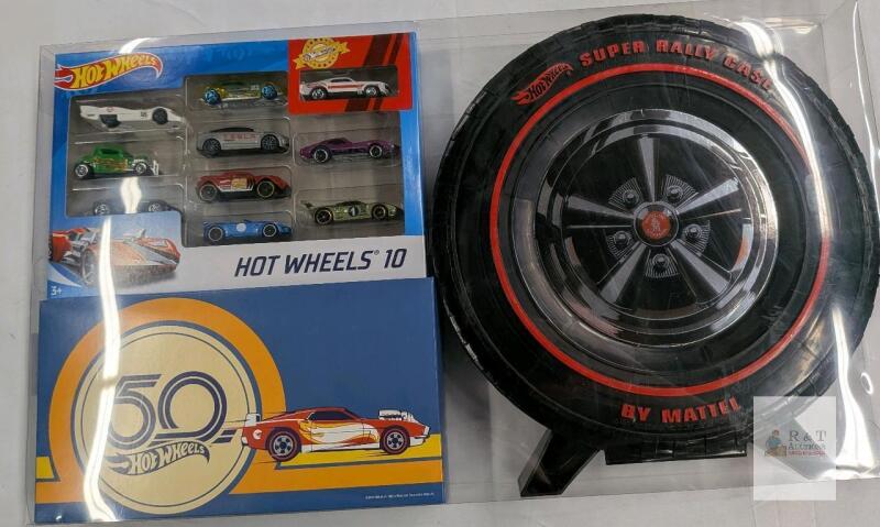Hot Wheels Super Rally Case 50th Anniversary Edition with 10 Cars, Holds 24 Vehicles
