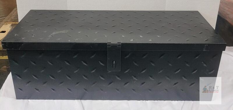 31" Heavy-Duty Steel Storage Box Black Diamond Plate Tool Chest Lockable, Side Handles