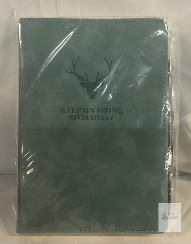 NEW UIRIO Thick Blue Hardcover Journal Set with Pens, A5 PU Leather, &ldquo;Keep On Going&rdquo; Quote, X003771CMT