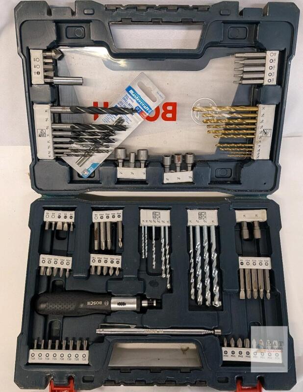 Bosch 60-Piece Drill & Screwdriver Bit Set, Phillips, Torx, Hex, Sockets, Case, Extra Drill Bits