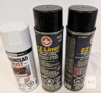 Tremclad Semi-Gloss White Rust Paint 340g & EZ Liner 16.5oz Bedliner Spray Cans - Lot of 3- mostly full