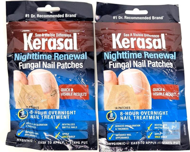 2 Kerasal Nighttime Renewal Fungal Nail Patches, 14-Count Packs, Overnight Nail Treatment, Lot 1122303