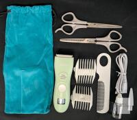 ENSSU ES935G Cordless Hair Clipper Set, Digital Display, 2 Guide Combs, Scissors, Accessories