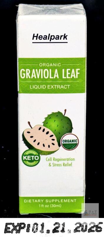 Exp 01/21/2026 NEW Healpark Organic Graviola Leaf Liquid Extract, 1 fl oz (30 ml), Keto Vegan,