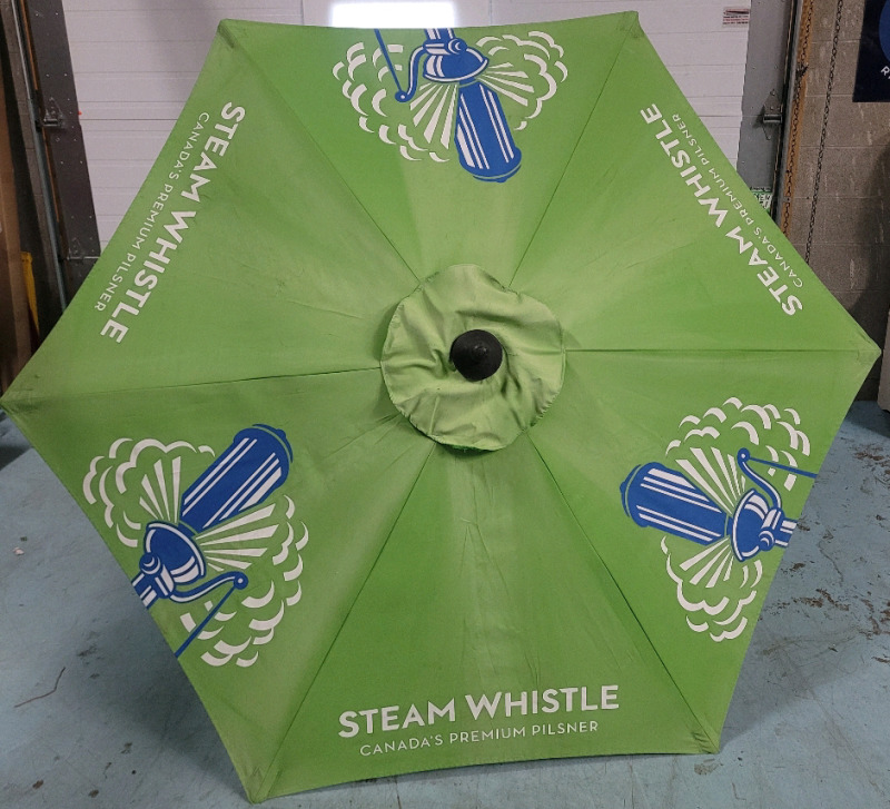 STEAM WHISTLE Beer Patio Umbrella , 82" Diameter . No rips or tears