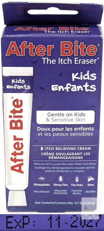 NEW After Bite Kids Itch Relief Cream, 0.7 oz (20g), 5% Sodium Bicarbonate, Expires 11/2027, Lot 7129