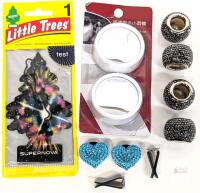 Car Interior Accessories Bundle: Blind Spot Mirrors, Headrest Rings, Little Trees Air Freshener, Vent Clips