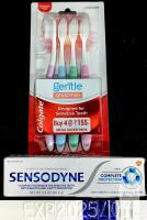 NEW Colgate Gentle Sensitive+ 4-Pack Toothbrushes & Sensodyne Complete Protection Mint 3.4oz