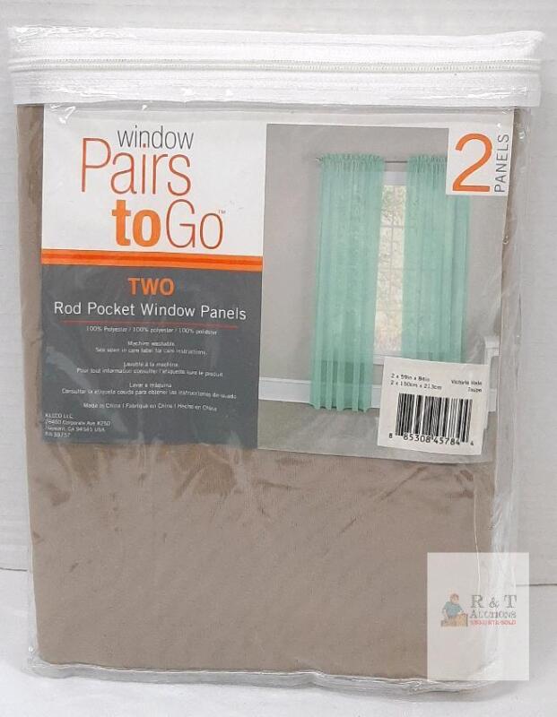 NEW Pairs to Go Victoria Voile Taupe 2-Pack Rod Pocket Window Panels 59x84in 100% Polyester