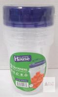 NEW Plastic House 3-Pack 32oz BPA-Free Food Storage Containers, Twist-On Leak-Resistant Lids