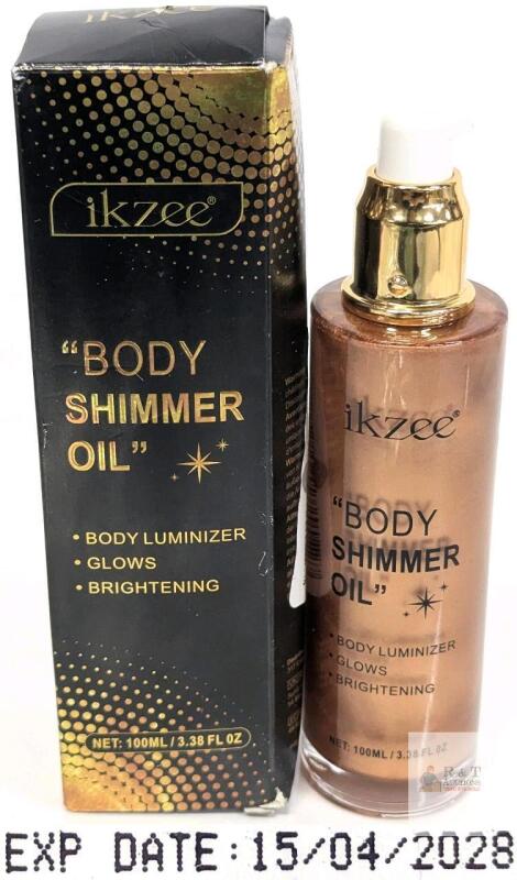 Ikzee Body Shimmer Oil, 3.38 fl oz (100 ml) &ndash; Body Luminizer, Brightening, Expires 04/2028
