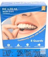 EXP 08/2025 Reazeal Mouth Guard Custom Fit, 8 Guards, 2 Sizes, Anti Grinding, Sports, Whitening, BPA-Free,