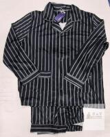 NEW Aiyino Fashion XL Men&rsquo;s Striped Long Sleeve Pajama Set, Button Front, Black Pinstripe, New with Tags