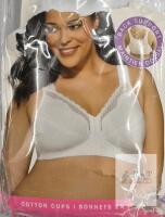 NEW Exquisite Form Fully Front Close Posture Bra, 44D, White, Cotton Cups, Back Support