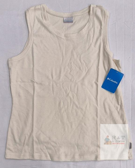 NEW Columbia Women's Crystal Pine Tank Top XL Ribbed Cotton Stretch Off-White AL7668-100