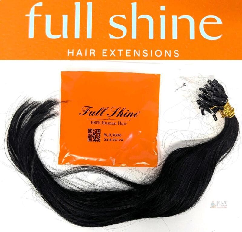 NEW Full Shine 16" 100% Human Hair Micro Loop Extensions Black 50g, 50 Strands, Model ML_18_18_50G3