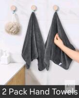NEW Kinhwa Microfiber Hand Towels 2-Pack, Dark Gray, 16x32 in, Super Absorbent, Soft, 80% Polyester