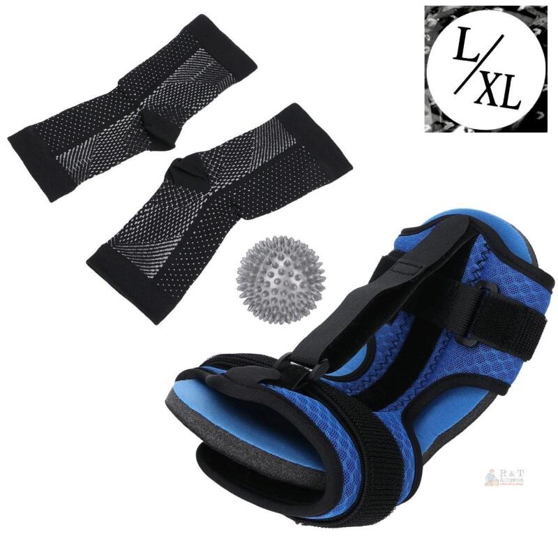 NEW Thundove Plantar Fasciitis Night Splint Kit L/XL with Compression Socks and Spiky Massage Ball