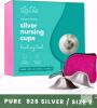 NEW LaVie Silver Nursing Cups Size 2, 925 Sterling Silver, 2 Cups with Travel Bag, Factory Sealed