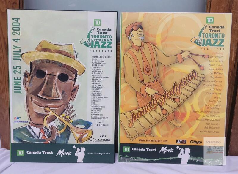 2004 & 2009 Toronto Jazz Festival Plaque Posters, Plak-It Mount, 24x16", Featured Artists Listed