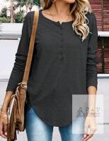 New sz 2XL OMSJ Women Button Down Blouse Long Sleeve T Shirts Casual Henley Tunic Tops