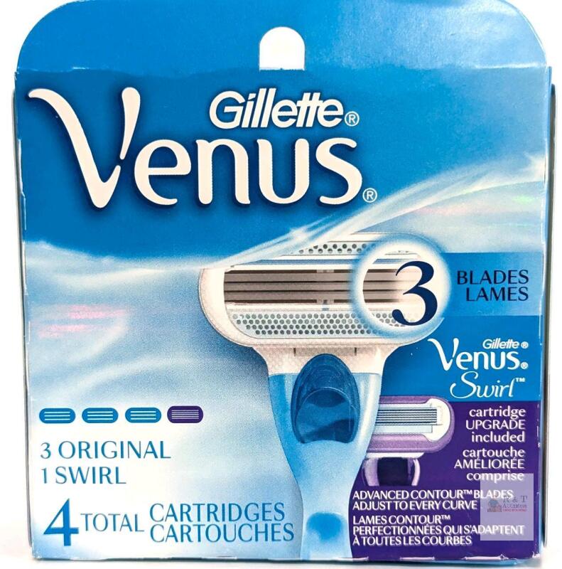 NEW Gillette Venus Razor Blade Refills Swirl & Original, 4 Cartridges, Fits Most Venus Handles