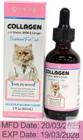 NEW OIMMAL Collagen Liquid Cat Supplement, Biotin MSM Ginger, Salmon Flavor, 2 fl. oz (60 mL), EXP 2028