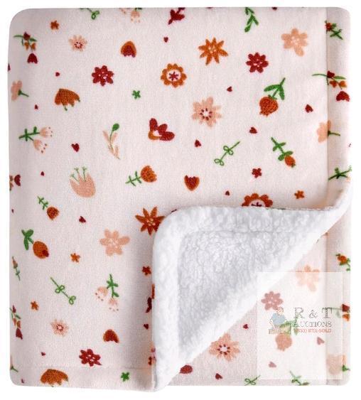 New DaysU Micro Fleece Sherpa Baby Blanket Reversible Plush, Floral Print Baby Throw Flannel Blanket for Boys and Girls, Portable Baby Crib Blanket for Newborn and Nursery, Floral, 30&rdquo;x40&rdquo;