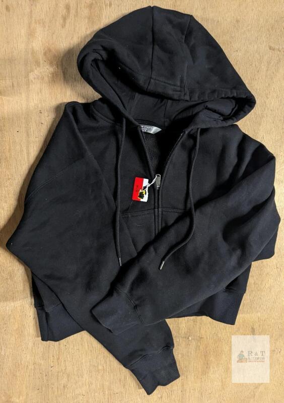 NEW Tuff Athletics 1910842 Black Zip-Up Hoodie, Medium, Drawstring Hood, Cotton Blend