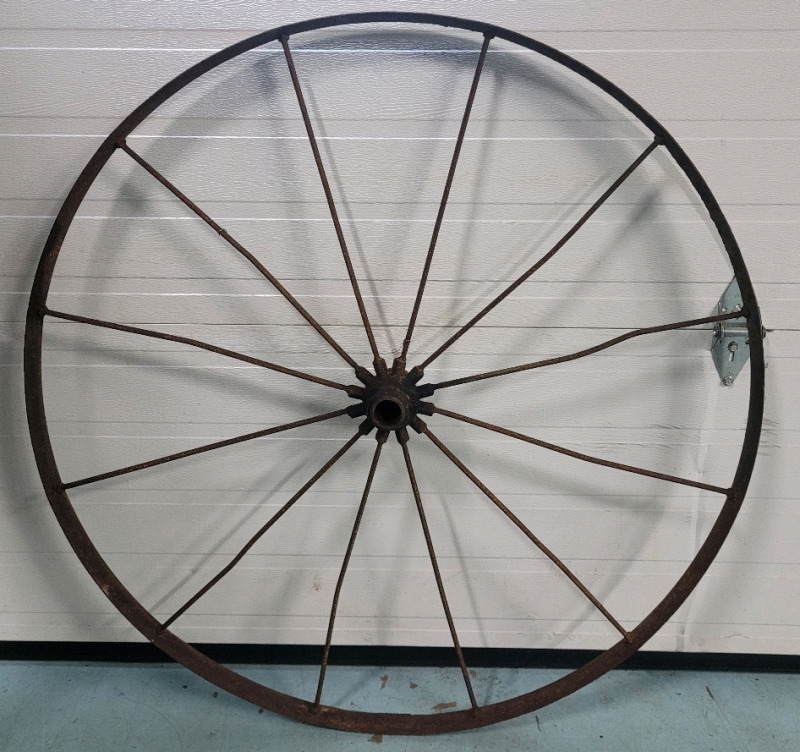 Antique Metal Tractor Wheel , 43" Diameter & 1 3/4" Wide - Garden Art